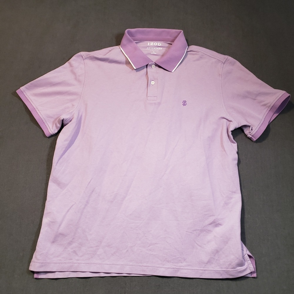 IZOD Polo Shirt Mens XL Purple Advantage Performance‎ Stretch Short Sleeve Pique